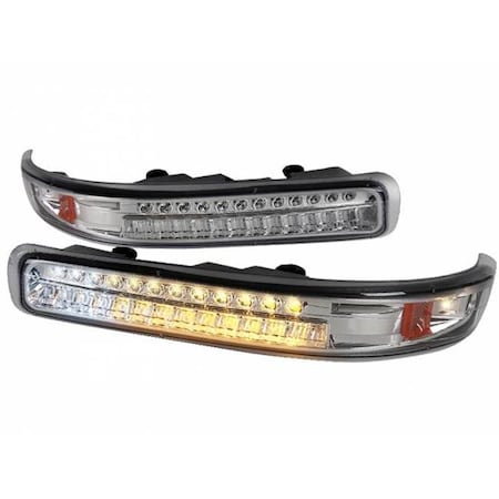 Overtime 1999 - 2002 Chevy Silverado LED Bumper Lights; Chrome & Amber OV1187847